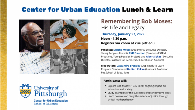 "Promotional graphic for Bob Moses Lunch & Learn"